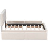 Queen Size Linen Fabric Upholstered Platform Bed with 4 Drawers