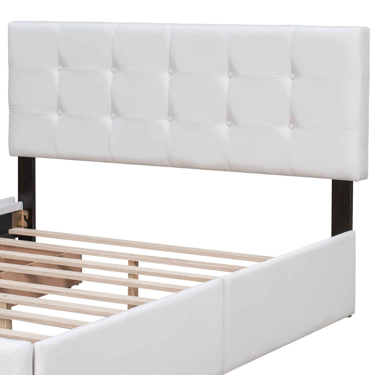 Queen Size Linen Fabric Upholstered Platform Bed with 4 Drawers