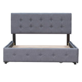 Queen Size Linen Fabric Upholstered Platform Bed with 4 Drawers