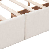Queen Size Linen Fabric Upholstered Platform Bed with 4 Drawers