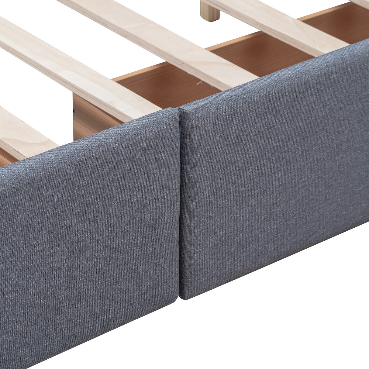 Queen Size Linen Fabric Upholstered Platform Bed with 4 Drawers