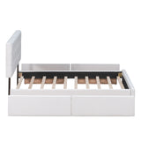 Queen Size Linen Fabric Upholstered Platform Bed with 4 Drawers