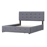 Queen Size Linen Fabric Upholstered Platform Bed with 4 Drawers