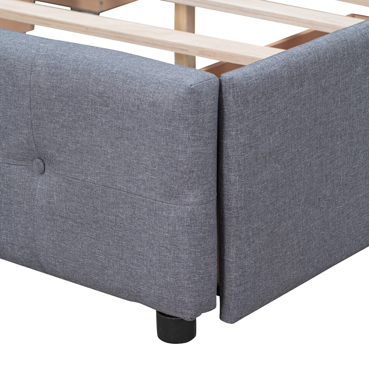 Queen Size Linen Fabric Upholstered Platform Bed with 4 Drawers