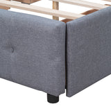 Queen Size Linen Fabric Upholstered Platform Bed with 4 Drawers