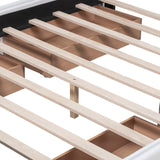 Queen Size Linen Fabric Upholstered Platform Bed with 4 Drawers