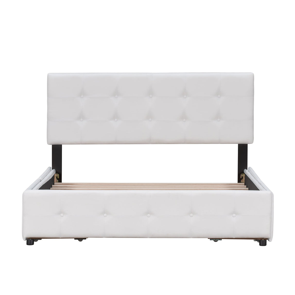 Queen Size Linen Fabric Upholstered Platform Bed with 4 Drawers