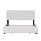 Queen Size Linen Fabric Upholstered Platform Bed with 4 Drawers