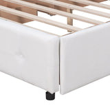 Queen Size Linen Fabric Upholstered Platform Bed with 4 Drawers