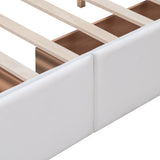 Queen Size Linen Fabric Upholstered Platform Bed with 4 Drawers