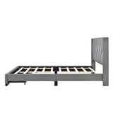 Queen Size Linen Platform Bed Frame with Two Drawers