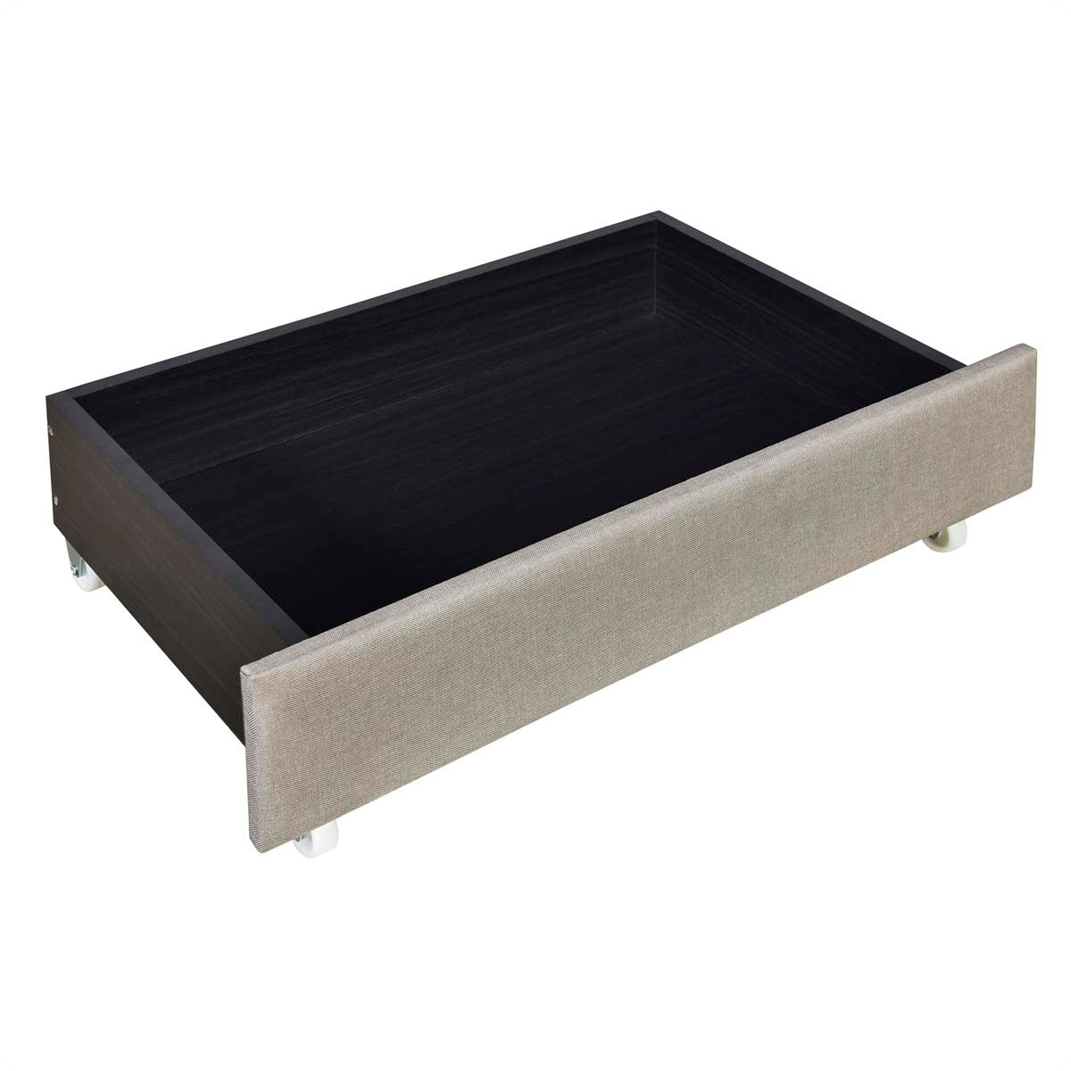 Queen Size Linen Platform Bed Frame with Two Drawers