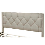 Queen Size Linen Platform Bed Frame with Two Drawers
