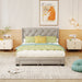 Queen Size Linen Platform Bed Frame with Two Drawers