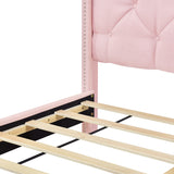 Queen Size Linen Platform Bed Frame with Two Drawers