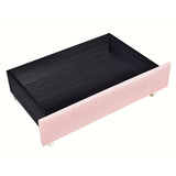Queen Size Linen Platform Bed Frame with Two Drawers