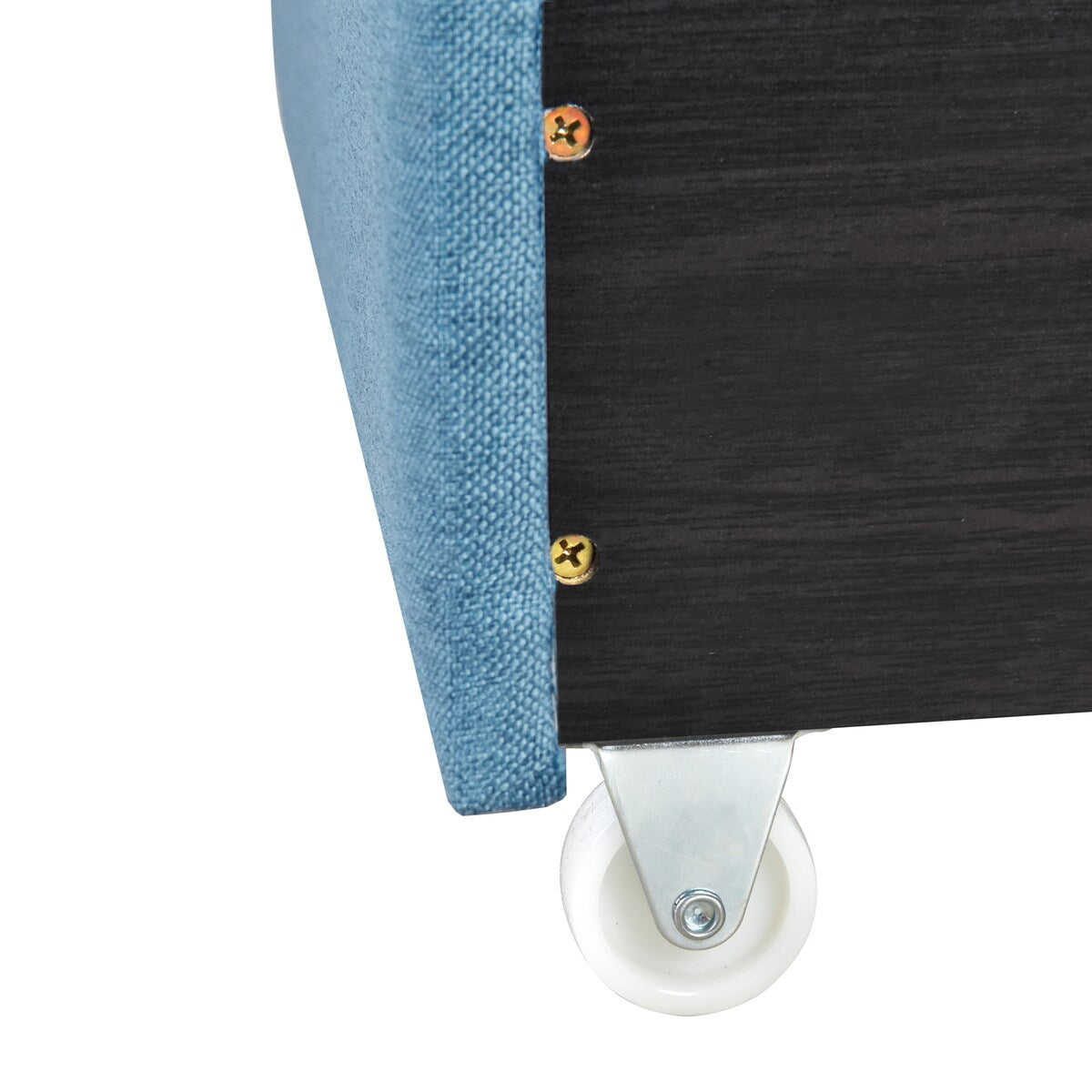Queen Size Linen Platform Bed Frame with Two Drawers