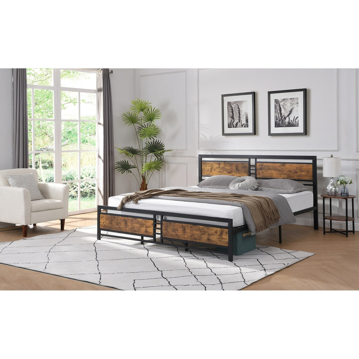 Queen Size Metal Platform Bed Frame Mattress Foundation
