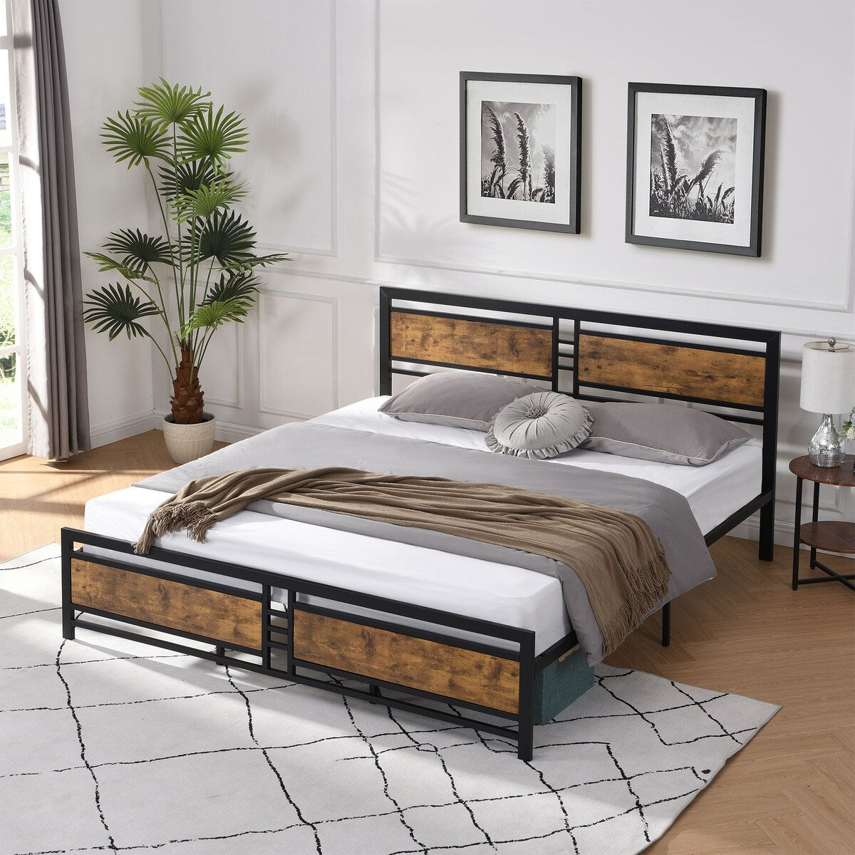 Queen Size Metal Platform Bed Frame Mattress Foundation