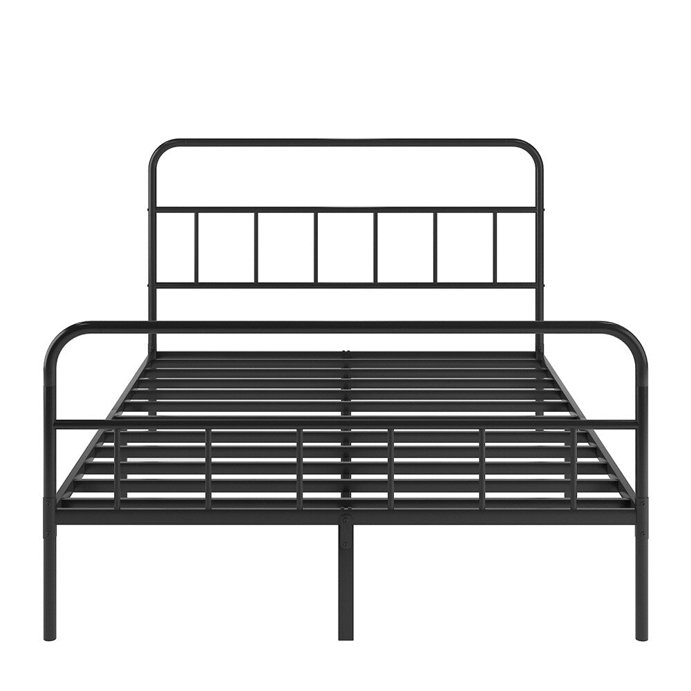 Queen Size Metal Platform Bed frame w/ Headboard No Box Spring Needed