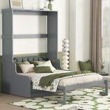 Queen Size Murphy Bed Wall Bed with Cushion, Gray