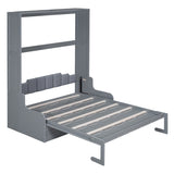 Queen Size Murphy Bed Wall Bed with Cushion, Gray