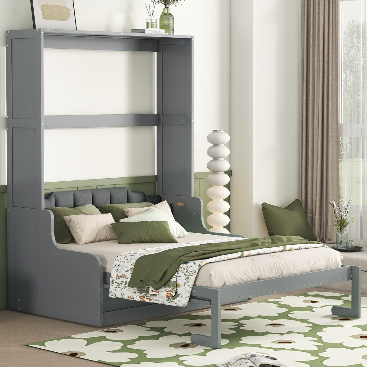 Queen Size Murphy Bed Wall Bed with Cushion