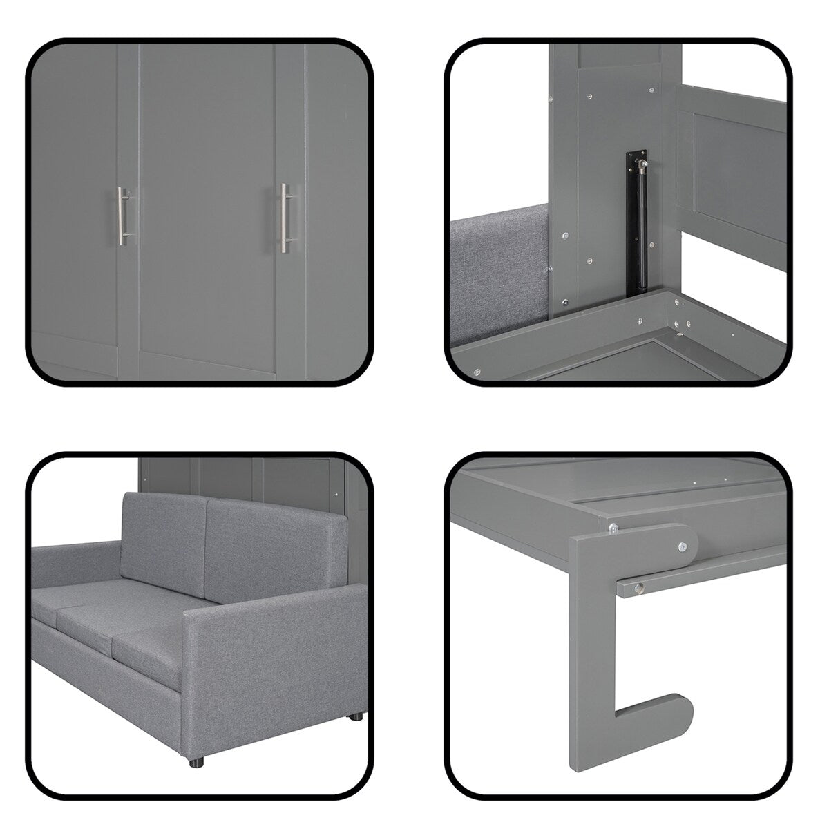 Queen Size Murphy Bed Wall Bed with Cushion