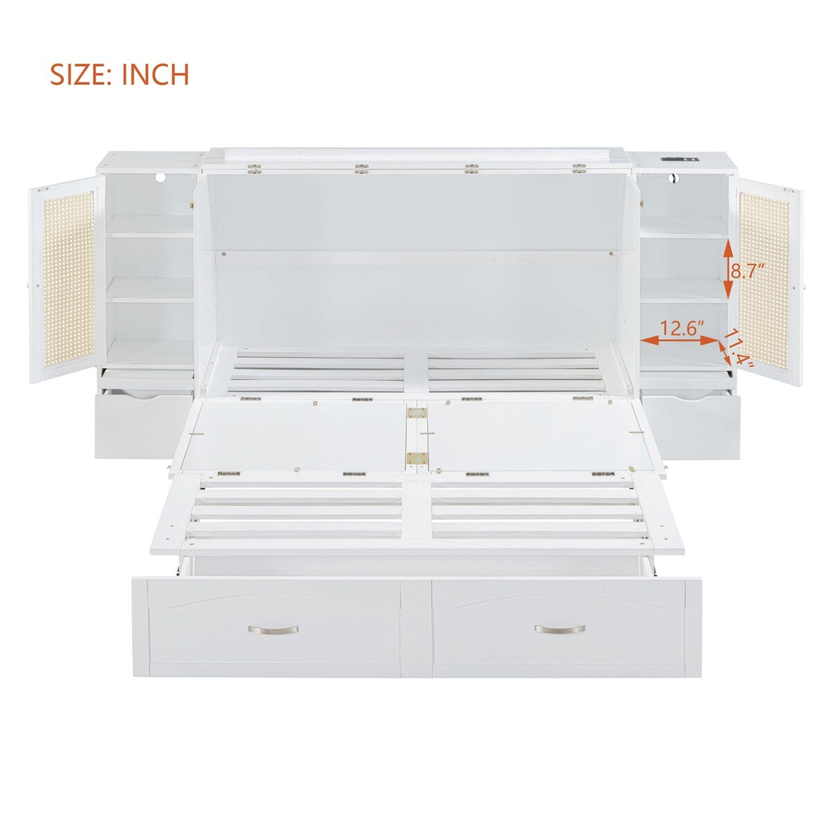 Queen Size Murphy Bed Wall Bed with One Set of Sockets & USB Ports