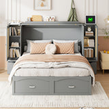Queen Size Murphy Bed Wall Bed with One Set of Sockets & USB Ports