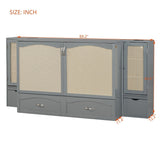 Queen Size Murphy Bed Wall Bed with One Set of Sockets & USB Ports