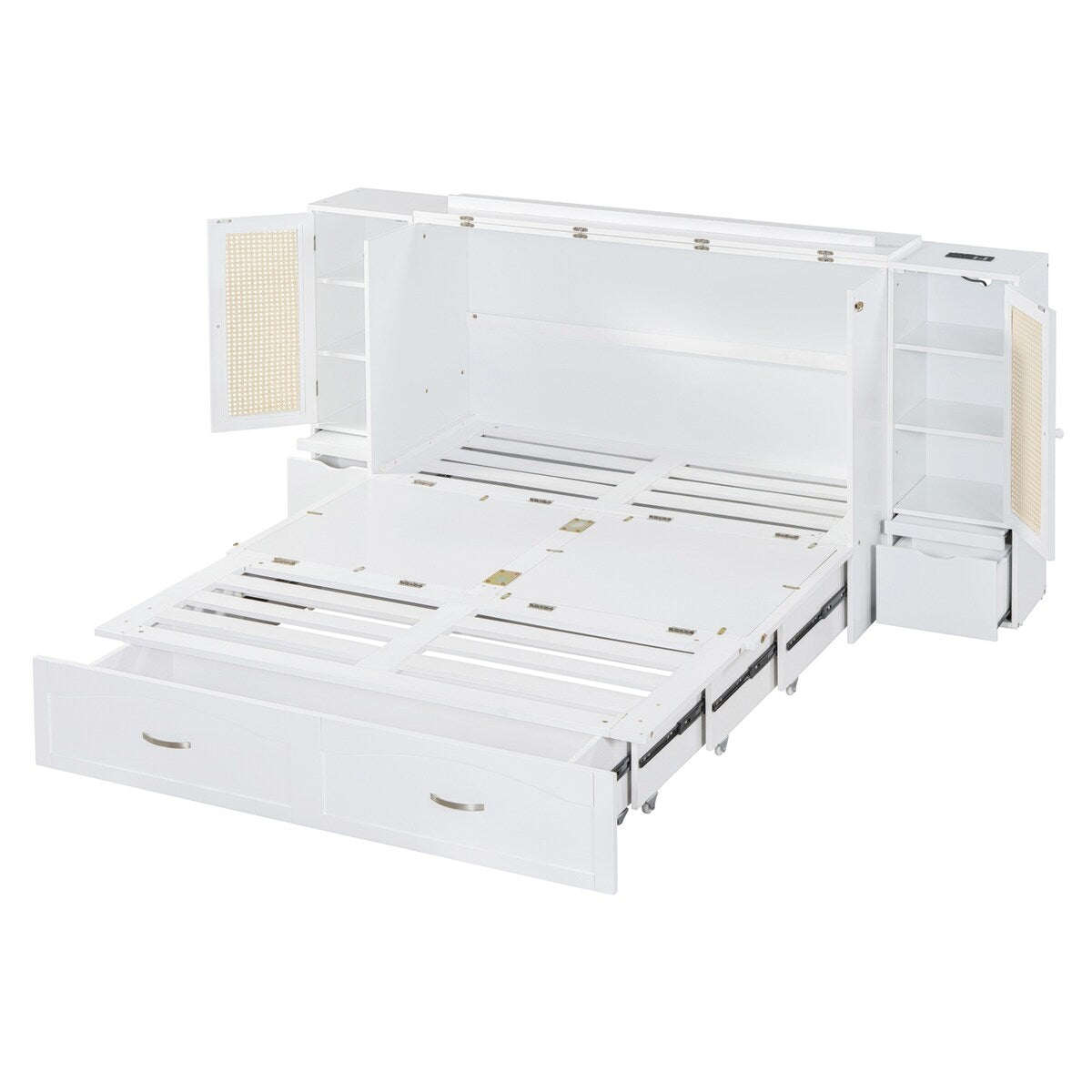 Queen Size Murphy Bed Wall Bed with One Set of Sockets & USB Ports