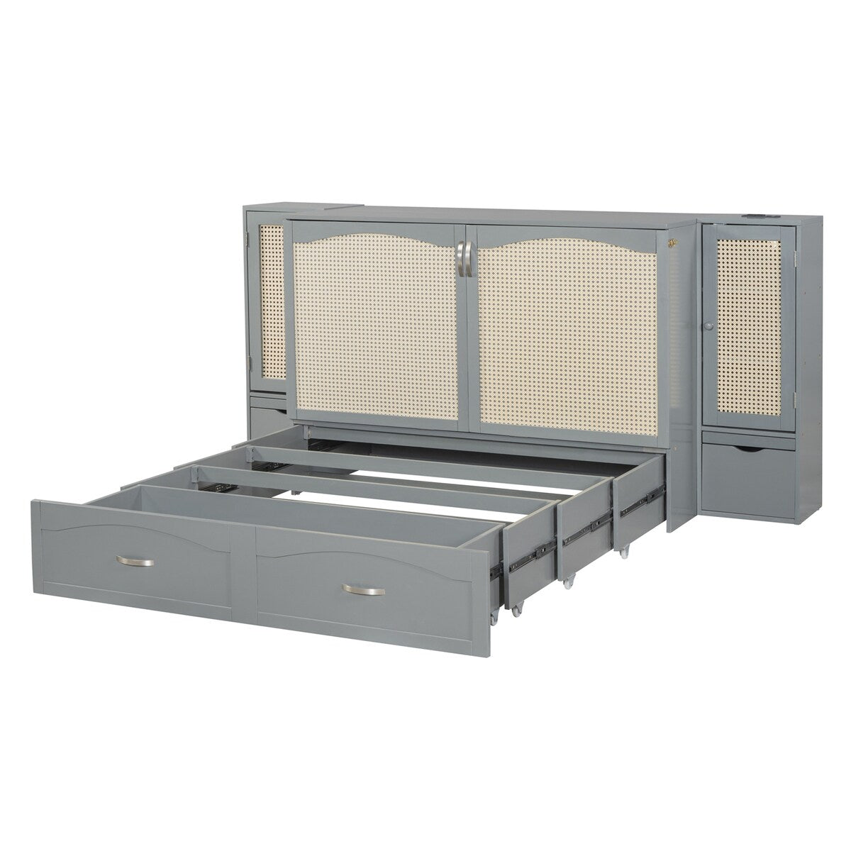 Queen Size Murphy Bed Wall Bed with One Set of Sockets & USB Ports