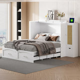 Queen Size Murphy Bed Wall Bed with One Set of Sockets & USB Ports