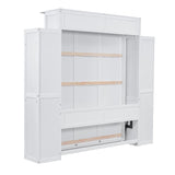 Queen Size Murphy Bed Wall Bed with Shelves and LED Lights