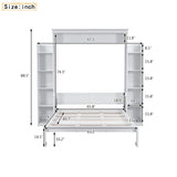Queen Size Murphy Bed Wall Bed with Shelves and LED Lights