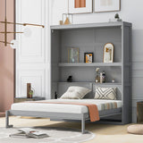 Queen Size Murphy Bed Wall Bed with Shelves