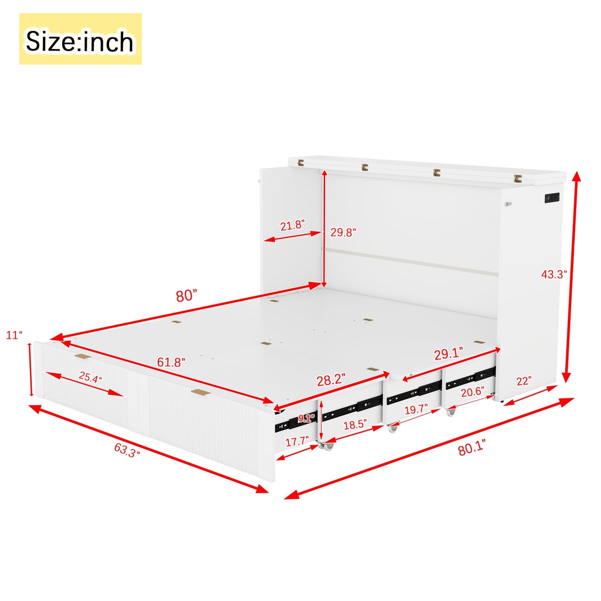 Queen Size Murphy Bed Wall Bed