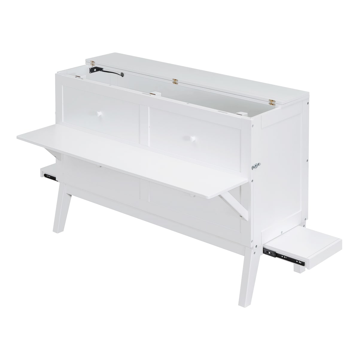 Queen Size Murphy Bed with USB Port and removable Shelves on Each Side