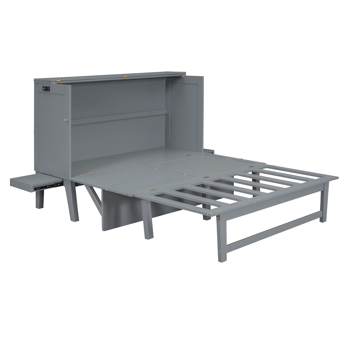 Queen Size Murphy Bed with USB Port and removable Shelves on Each Side