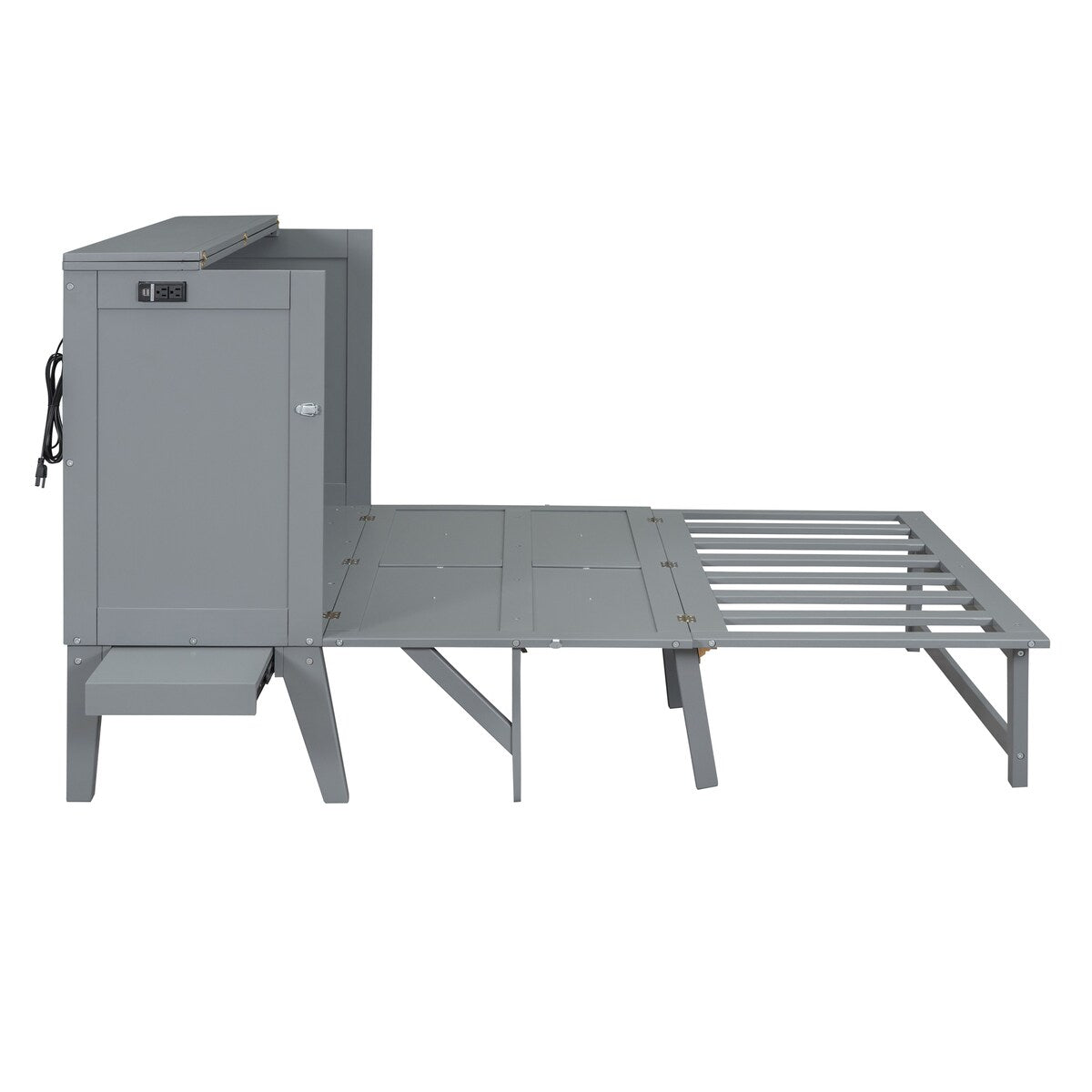 Queen Size Murphy Bed with USB Port and removable Shelves on Each Side