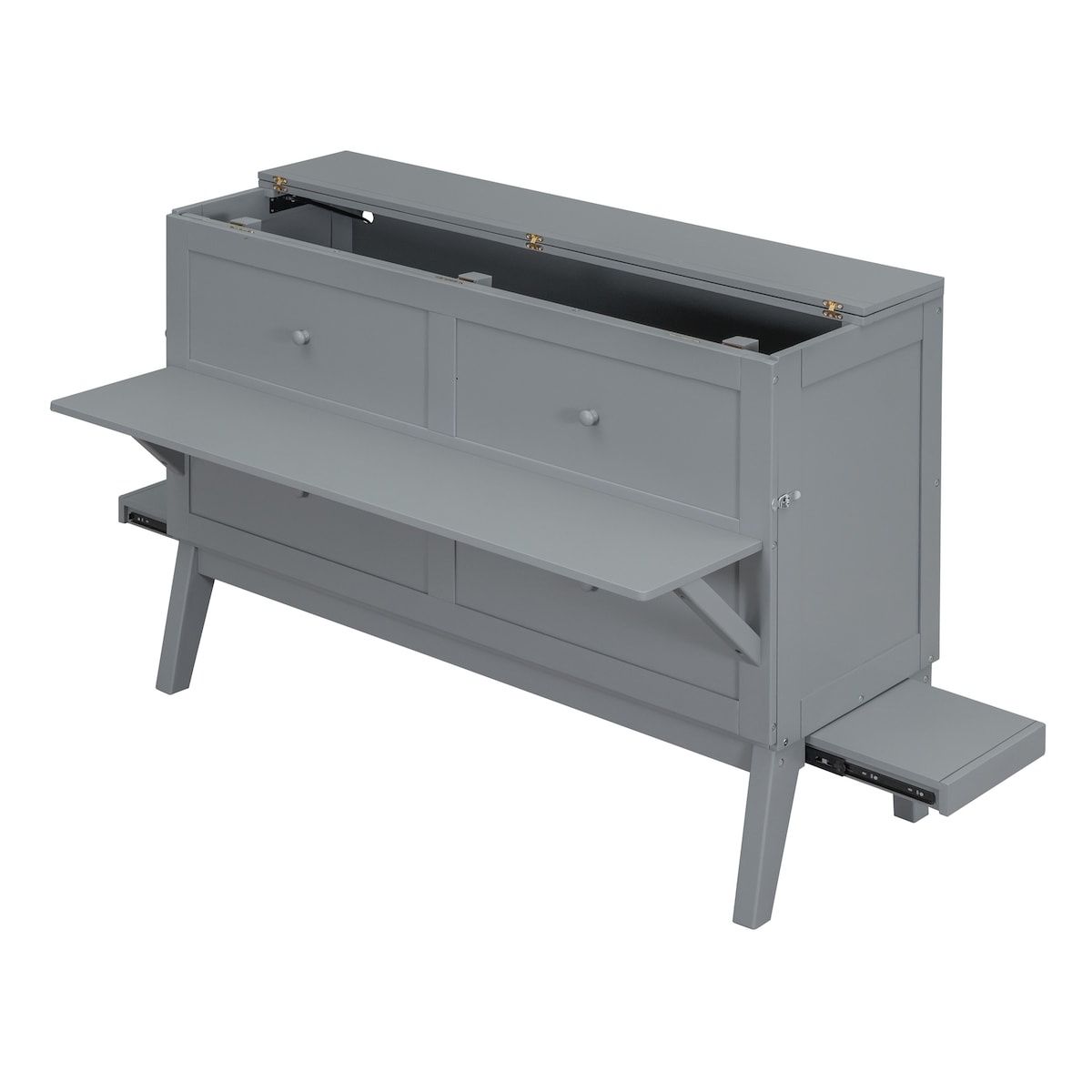 Queen Size Murphy Bed with USB Port and removable Shelves on Each Side
