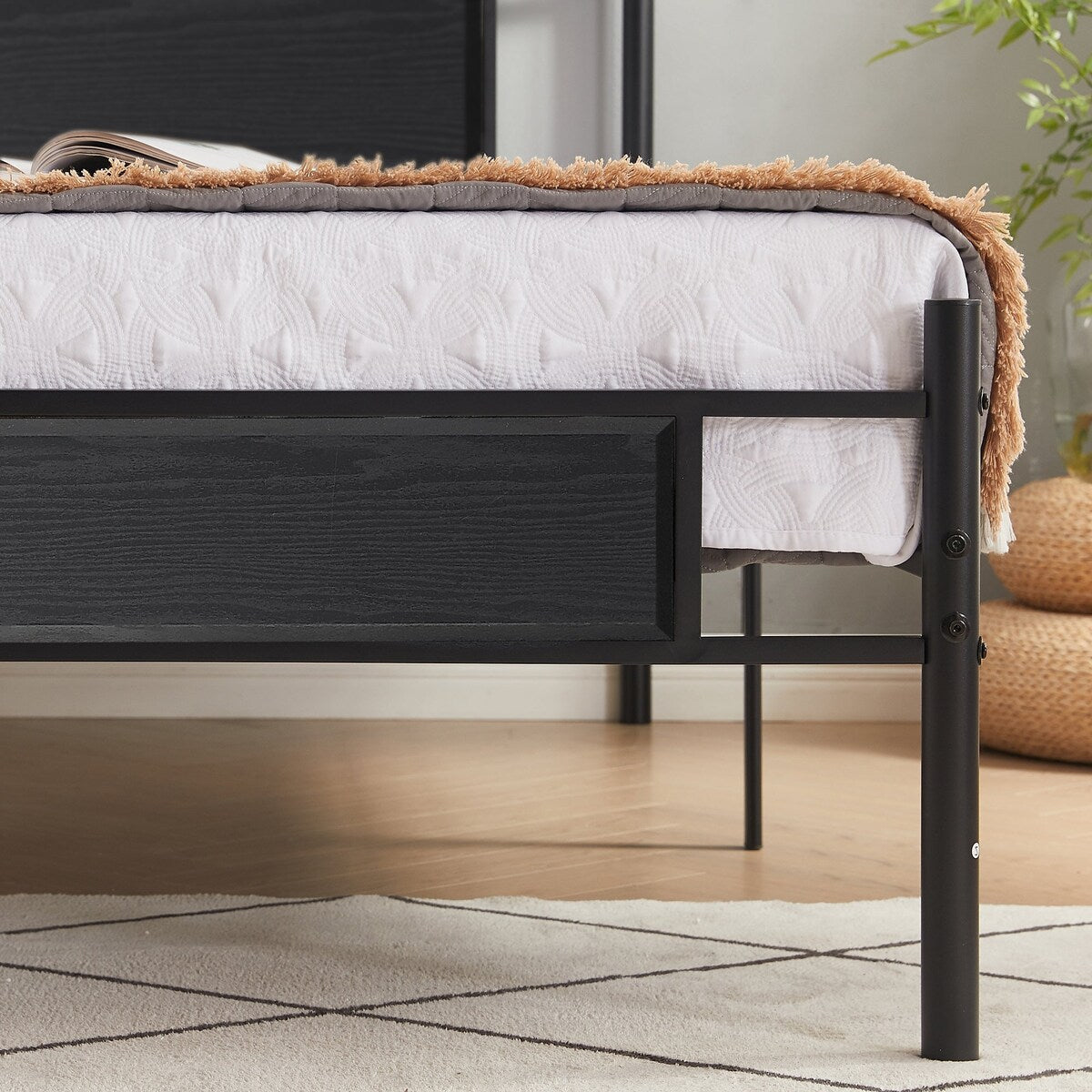 Javlergo Platform Bed Frame with Wooden Headboard Mattress Foundation/No Box Spring Needed