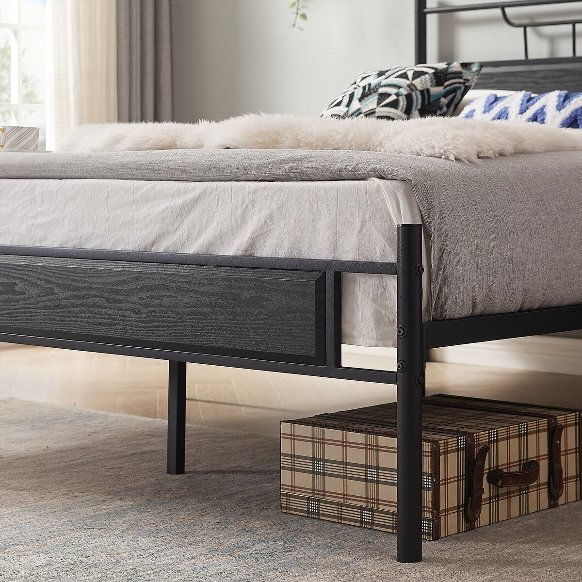Javlergo Platform Bed Frame with Wooden Headboard Mattress Foundation/No Box Spring Needed