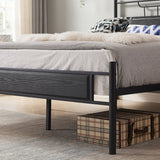 Javlergo Platform Bed Frame with Wooden Headboard Mattress Foundation/No Box Spring Needed