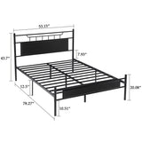Javlergo Platform Bed Frame with Wooden Headboard Mattress Foundation/No Box Spring Needed