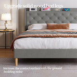 Queen Size Platform Bed With LED Lights,Cotton and Linen Fabric