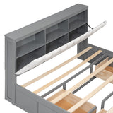 Queen Size Platform Bed with Storage Headboard,Shoe Rack and 4 Drawers