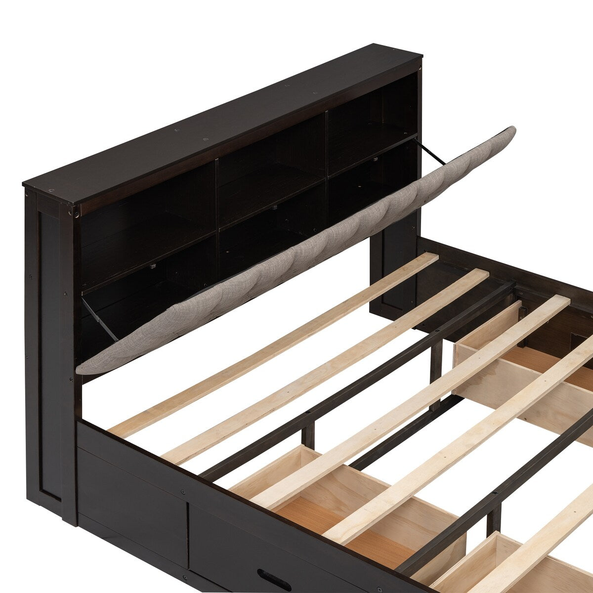 Queen Size Platform Bed with Storage Headboard,Shoe Rack and 4 Drawers