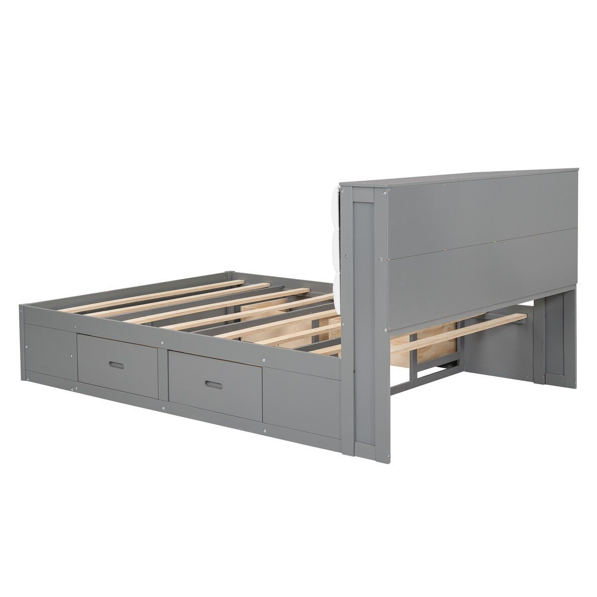 Queen Size Platform Bed with Storage Headboard,Shoe Rack and 4 Drawers